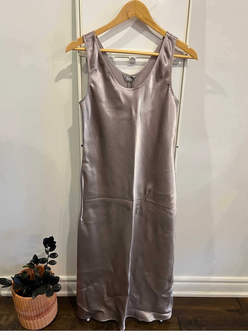 Max Mara Silver Talete Sleeveless Satin Dress
